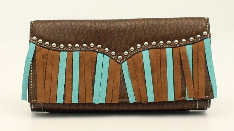 Nocona Jolie Nailhead/Fringe Flip Over Wallet
