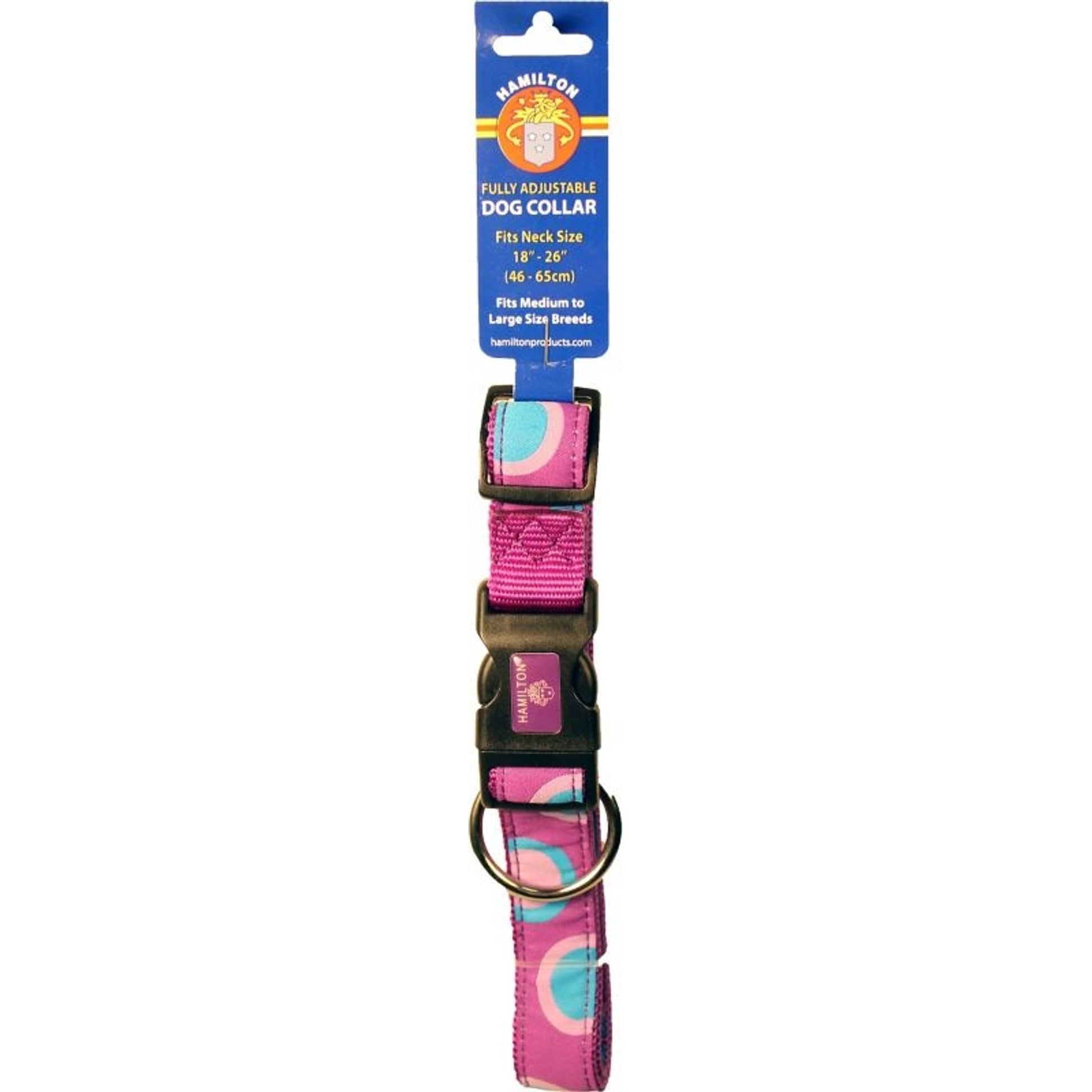 Ribbon Overlay Adj Dog Collar 1x18-26 Circles