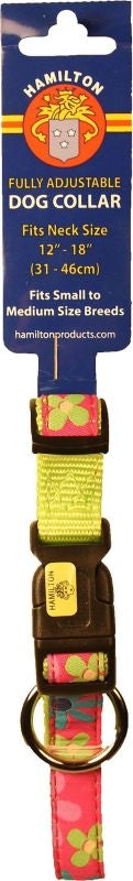 Ribbon Overlay Adj Dog Collar 5/8x12-18 Pnk Floral