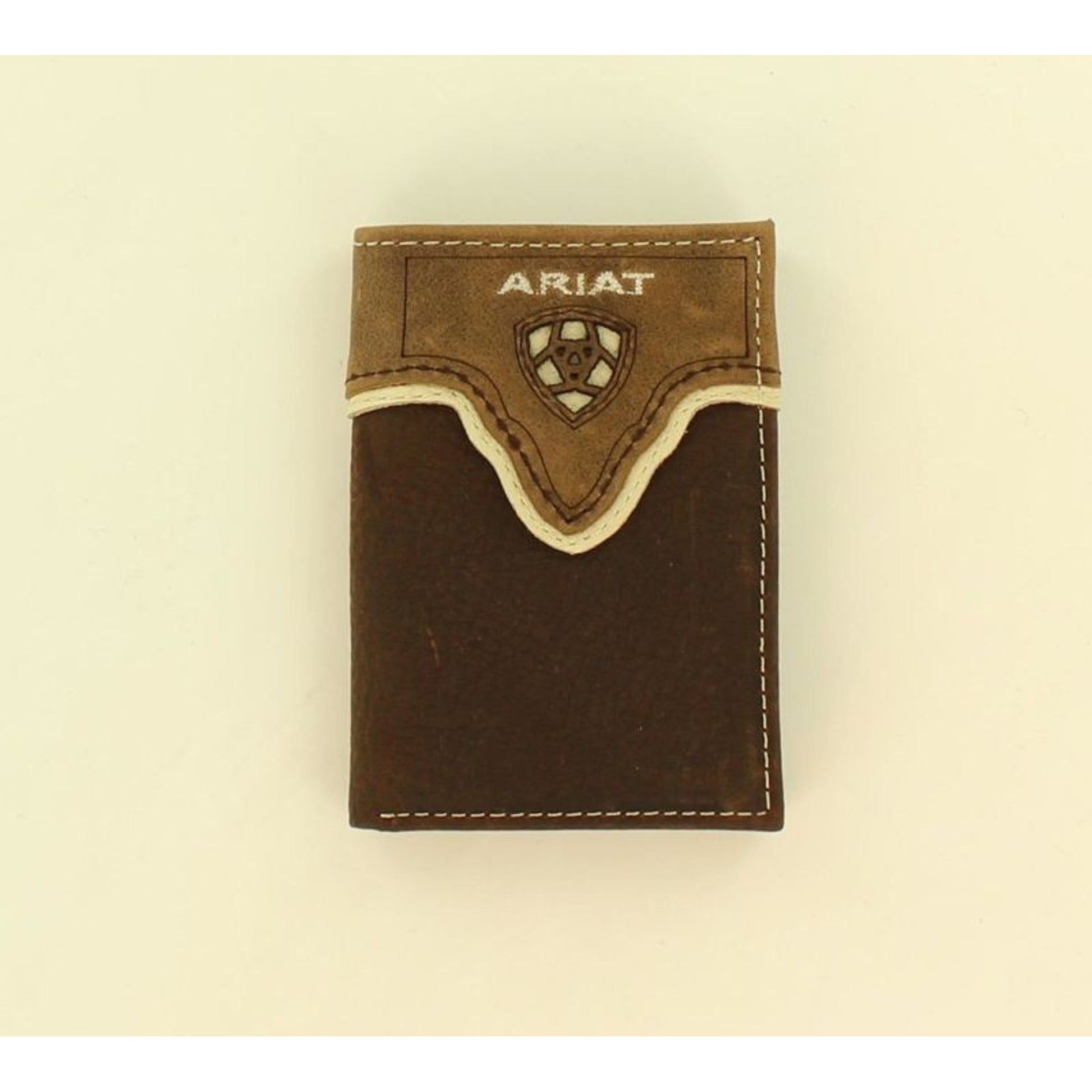 Ariat Overlay Pierced Logo Tri-Fold WalletBrown