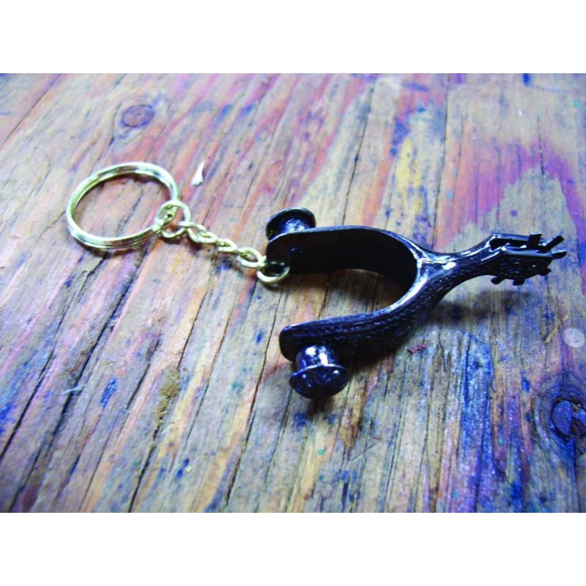 Colorado Saddlery Spurs Key ChainBk/Wh