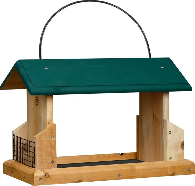 1000 West Cedar Open Feeder with Suet Holder Green