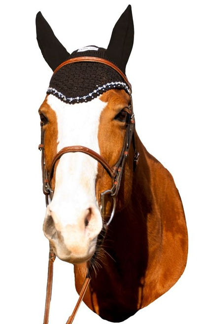 Equine Couture Fly Bonnet With Crystals Cob Blk