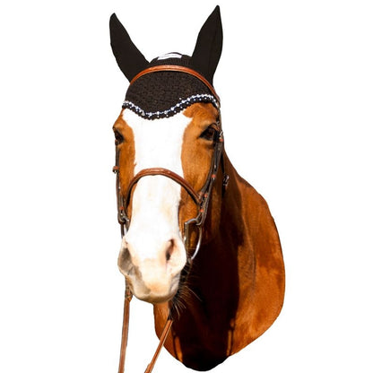 Equine Couture Fly Bonnet With Crystals Cob Blk