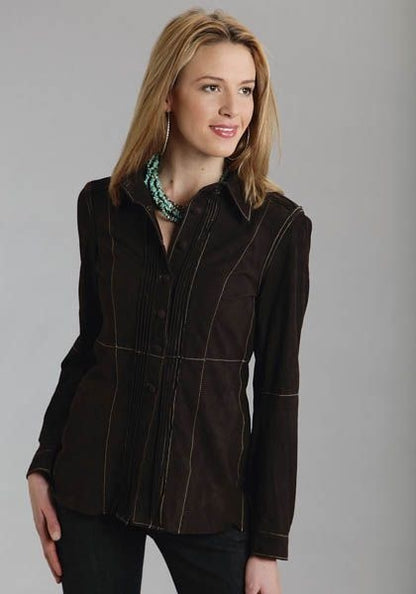 Stetson Ladies Unlined Suede Car Coat Lg Brn