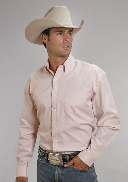 End On End Pocket Long Sleeve Button Shirt 2X Pink