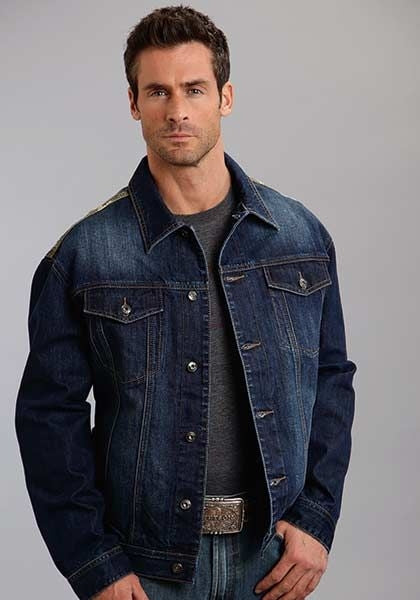 Mens Holiday Camo Canvas Denim Jacket 2XL Blue