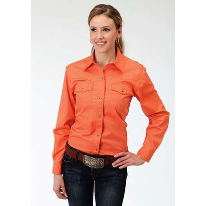 Roper Ladies Solid Poplin Long Sleeve Snap Shirt