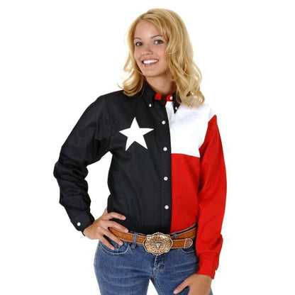 Roper Ladies Texas Pieced Flag Snap Shirt Lg