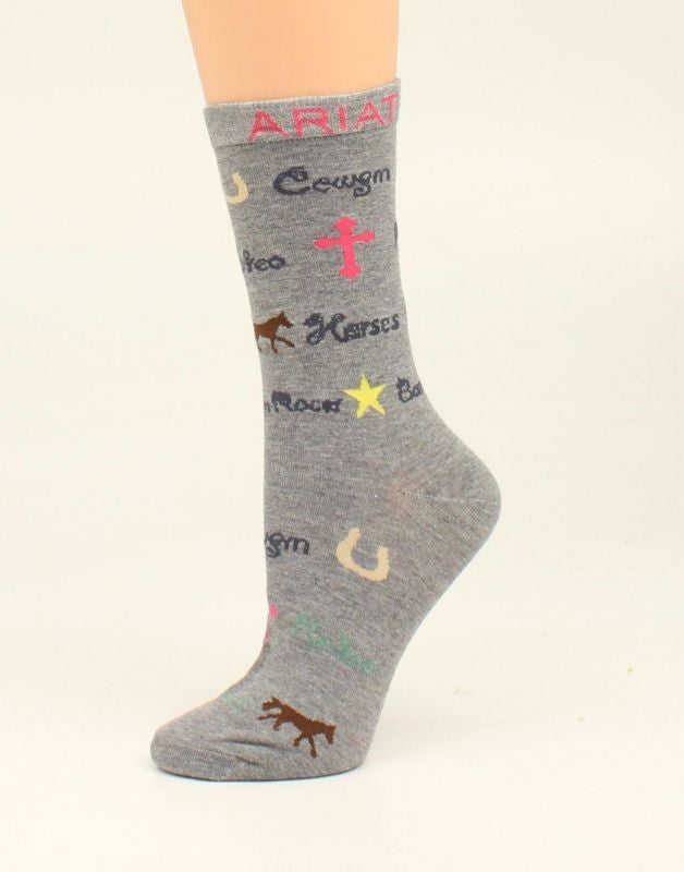 Ariat Girls Cowgirl Cross Crew Socks Blue