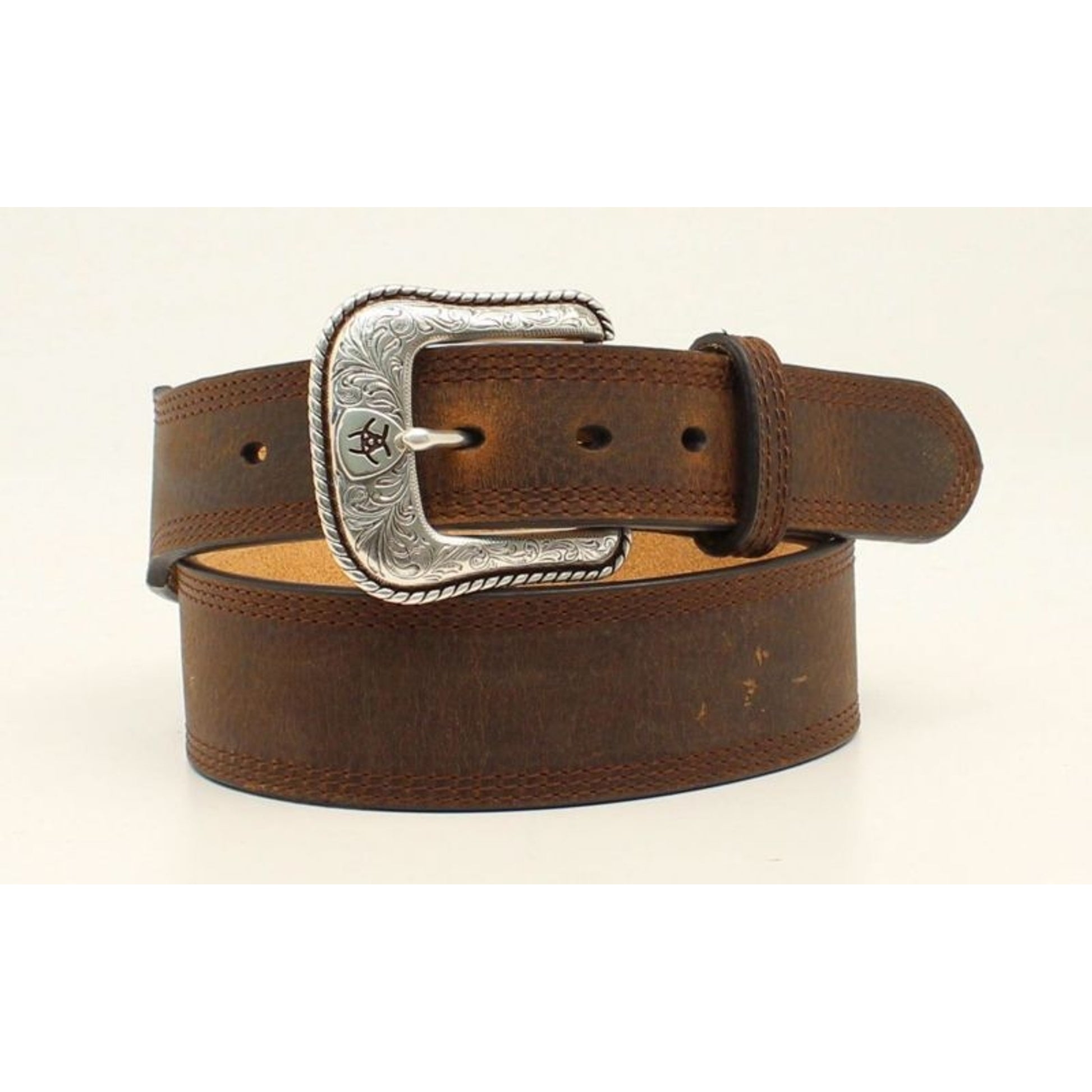 Tapered Pierced Stitch Edge Belt And Buckle 32 Br