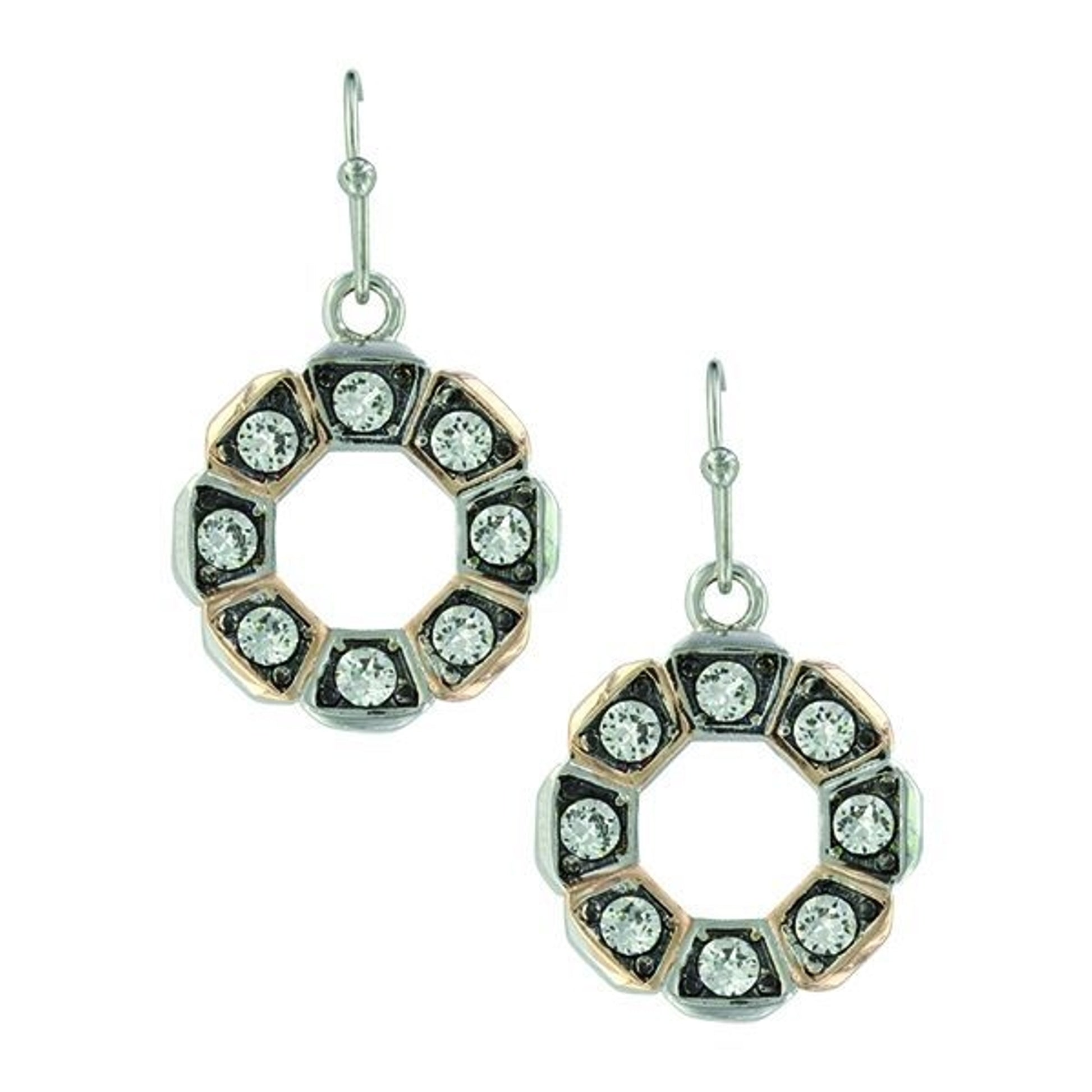 Montana Silver Horseshoe Nail Wreath EarringsBk/Wh