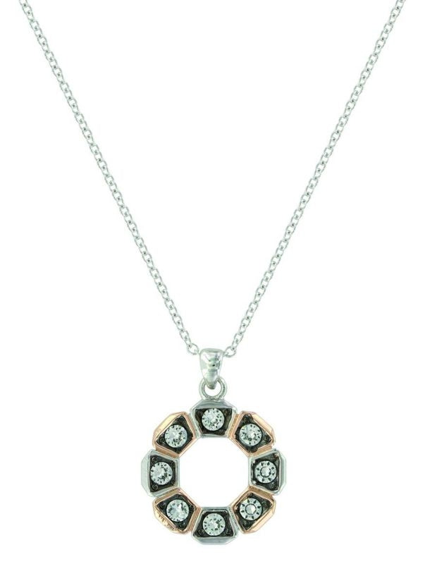 Montana Silver Horseshoe Nail Wreath NecklaceBk/Wh