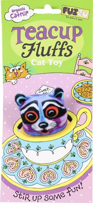 Raccoon Tea Cup Fluffs Series Catnip Toy MD Purple