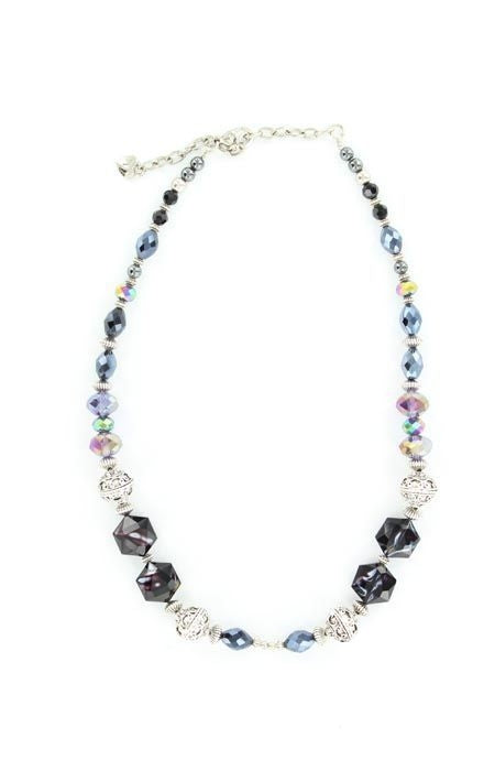 Engraved and Black Beads Necklace 19 Black