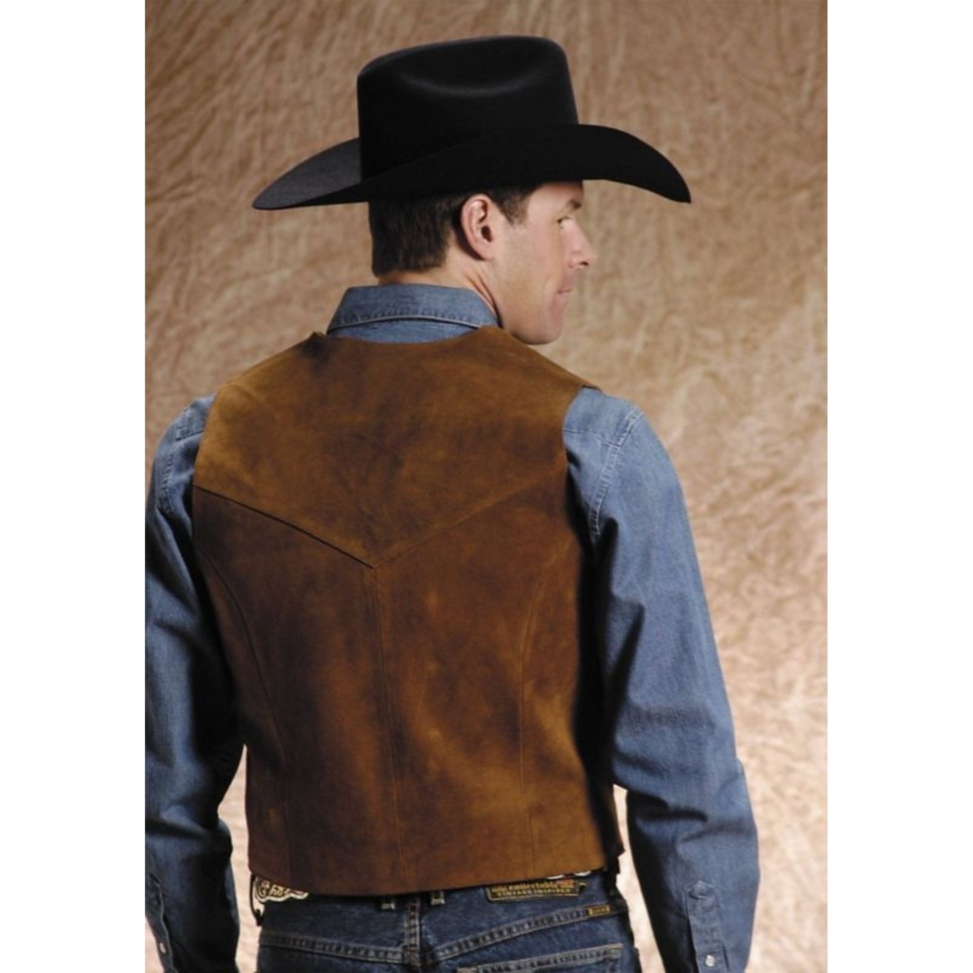 Roper Mens Suede Vest XL Light Brown