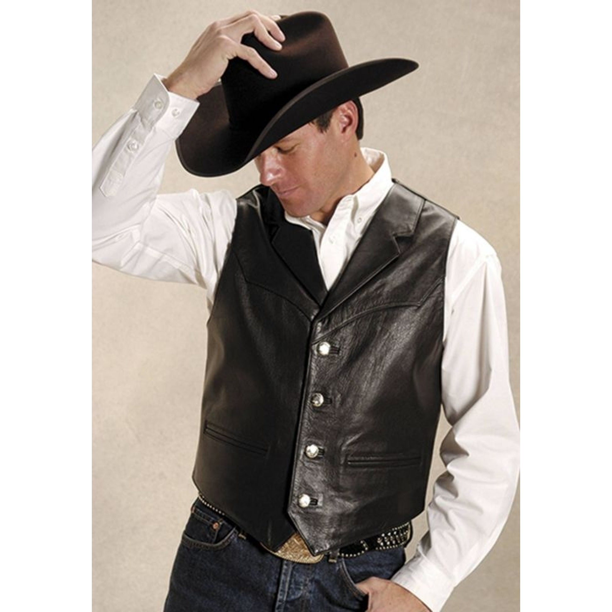 Roper Mens Nappa Notch Collar Vest XL Brown