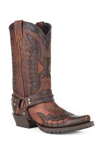 Stetson Mens Outlaw Eagle Biker Harness Boots