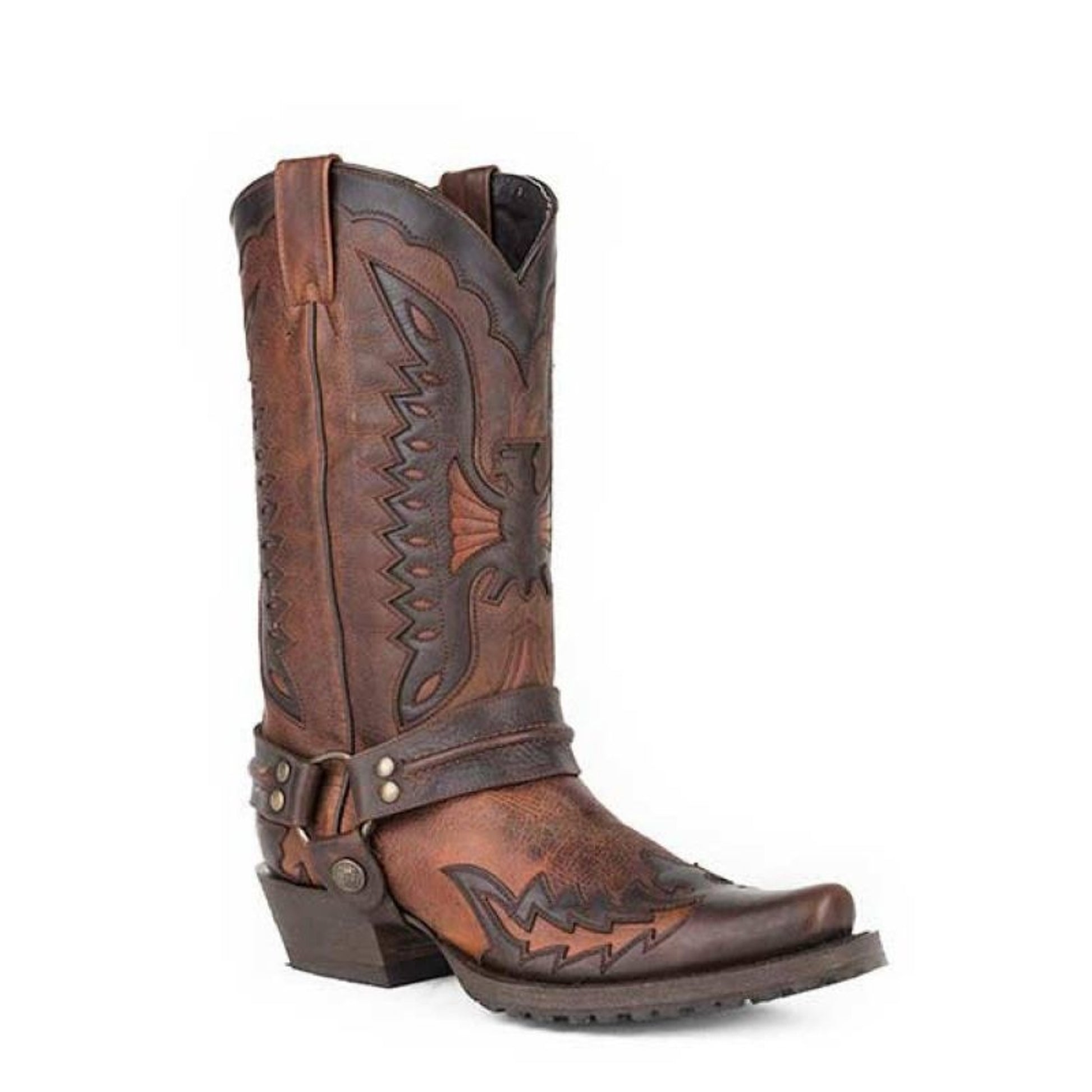 Stetson Mens Outlaw Eagle Biker Harness Boots