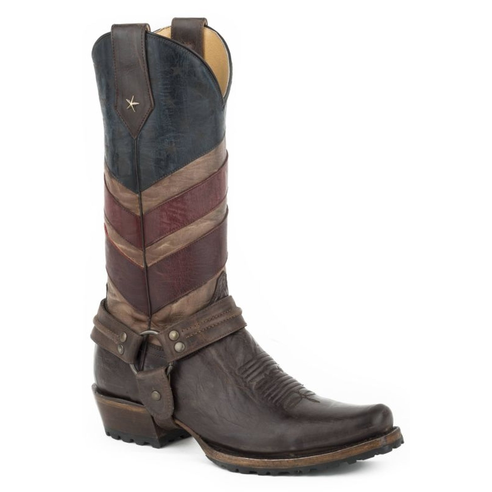 Roper Mens Americana Flag Snip Toe Harness Boots 1