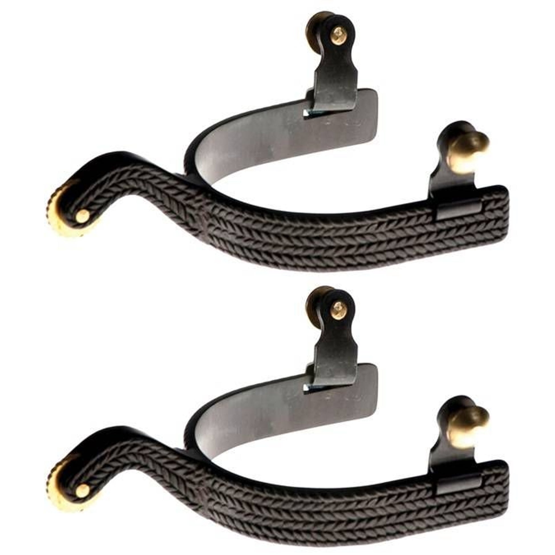Jacks Basket Weave Roping Spurs with Embossed Bask