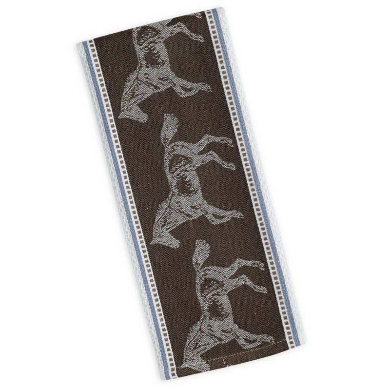 Jacquard Horse Kitchen Towel 18" x 28" Brown/Blue