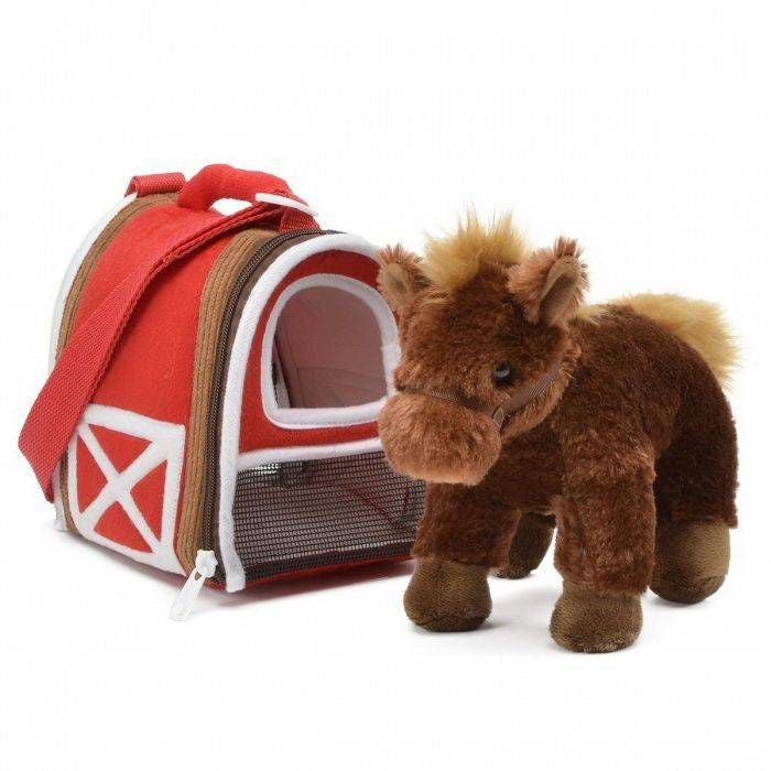 Horse In Stable Carrier 8" Brown