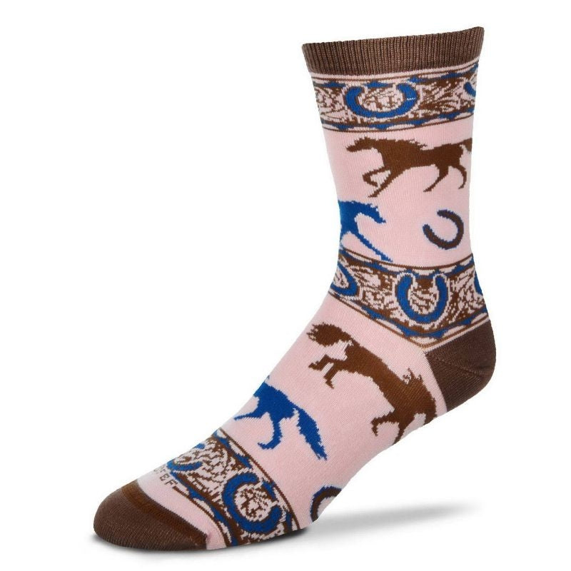 Horses Socks Adult Pink/Brown