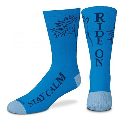 Stay Calm Ride On Crew Length Socks Adult White/Gr