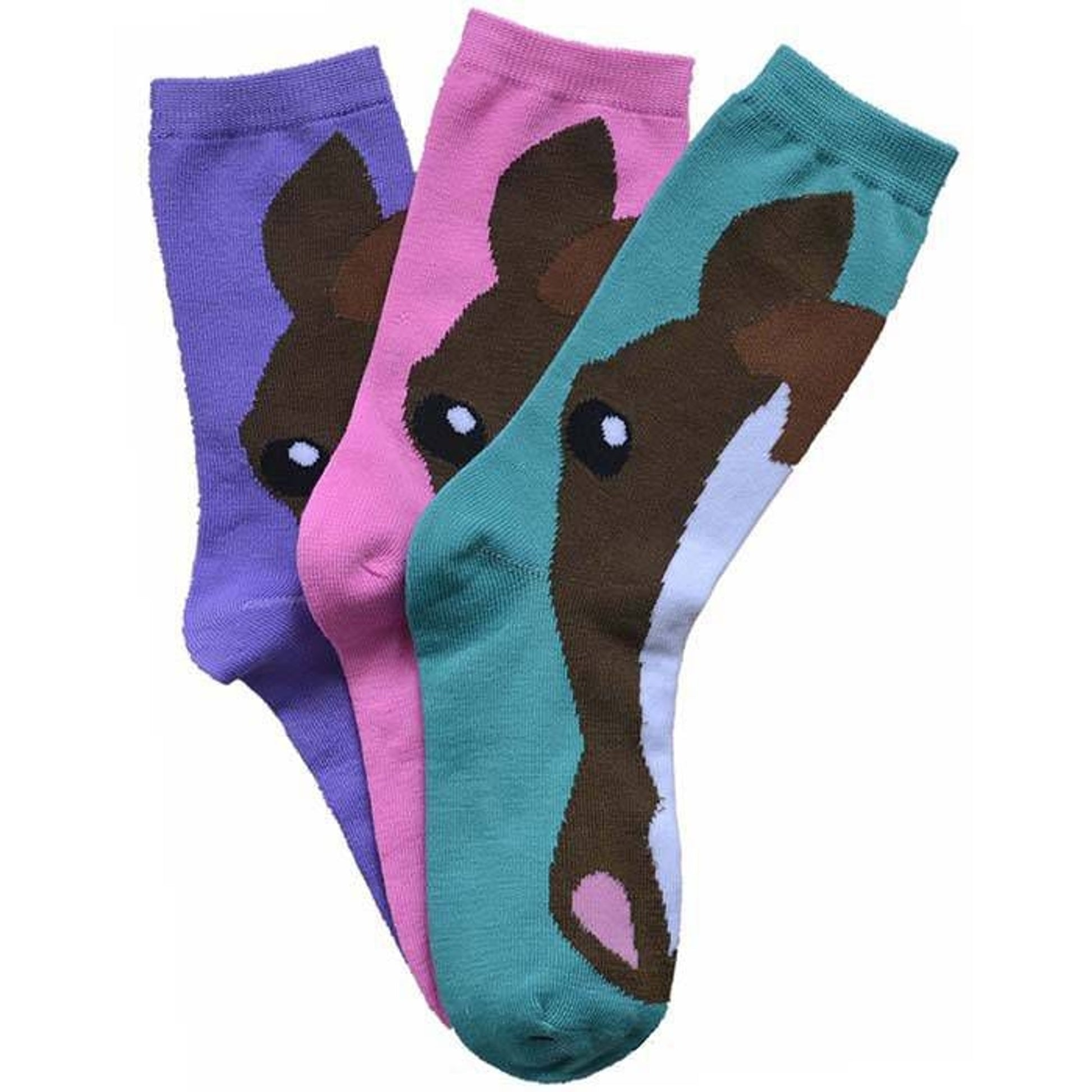 Kelley Horse Face Crew Socks 3pk Womens 9-11