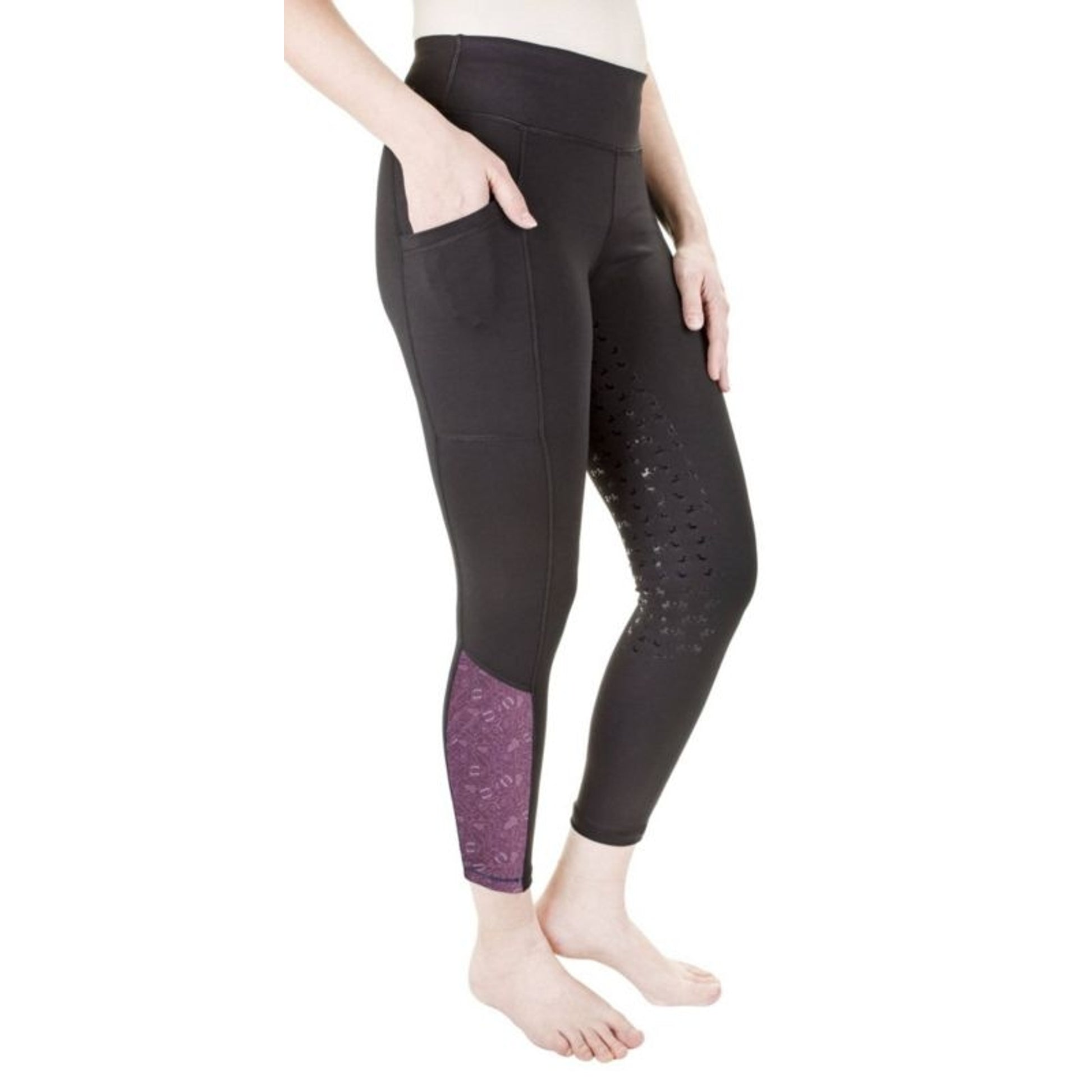 Equine Couture Ladies Smyrna Tights Small Black/Wi