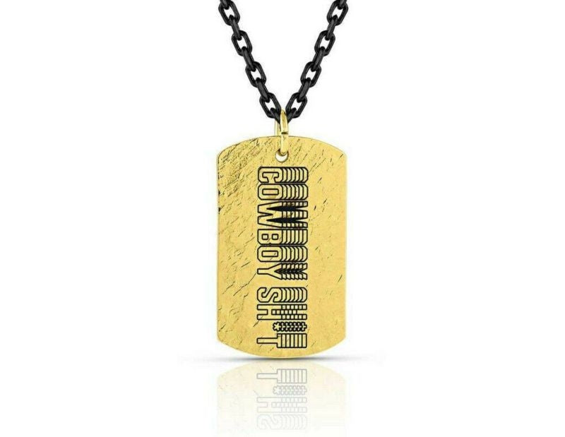 Montana Silversmiths Cowboy Sh-t Dog Tag Necklace