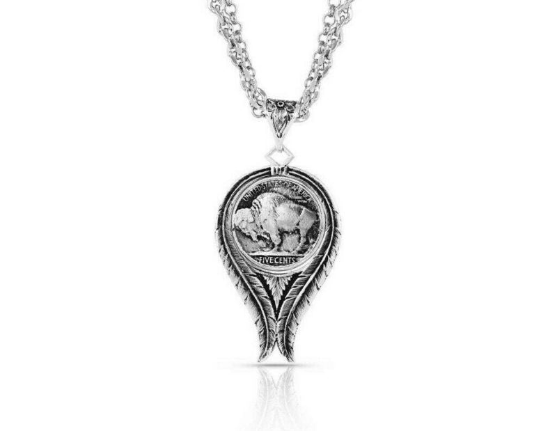 Montana Silversmiths Buffalo Spirit Feather Coin N