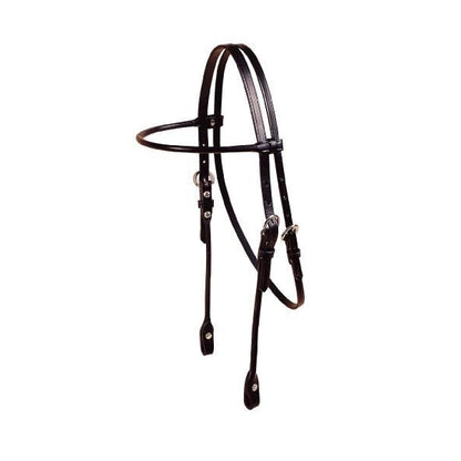 Brow Band Rolled Bridle Leather Headstall Bk/Gry