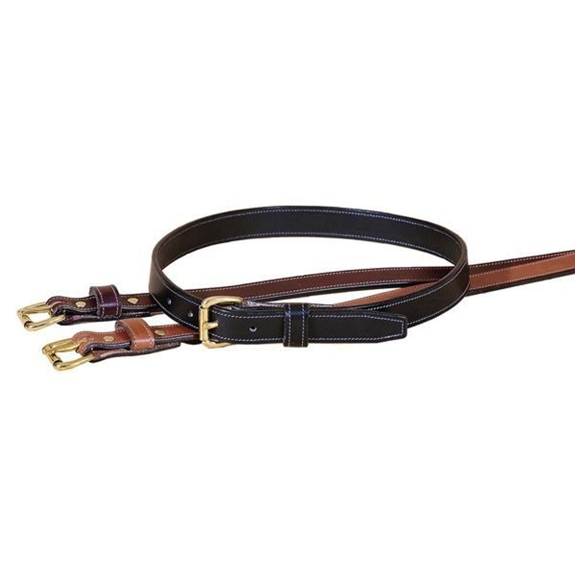 Tory 1In Stitched Belt With Brass Buckle 26 Brn/Nick