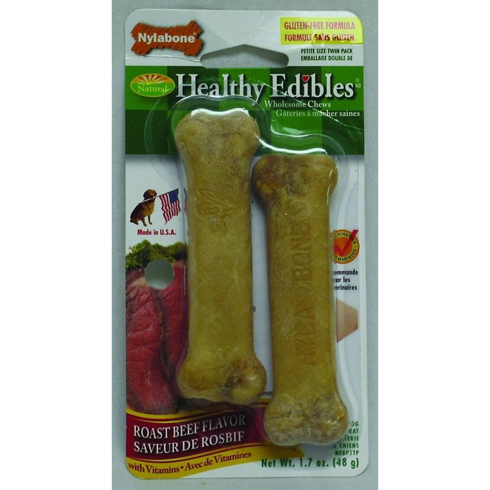 Nylabone Healthy Edibles Bone With Vitamin 2Pk RBeef