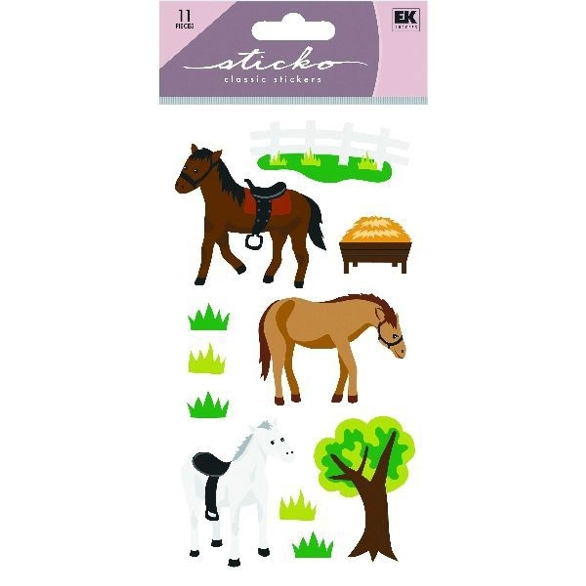 Horses And Tree Glitter StickersBk/Wh