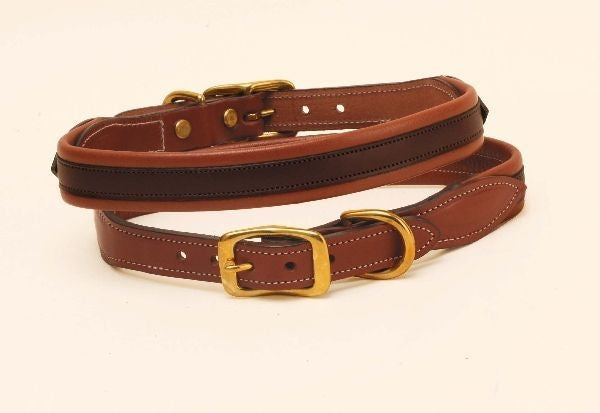 Milled Rolled Back Center Strip Dog Collar 14in Br