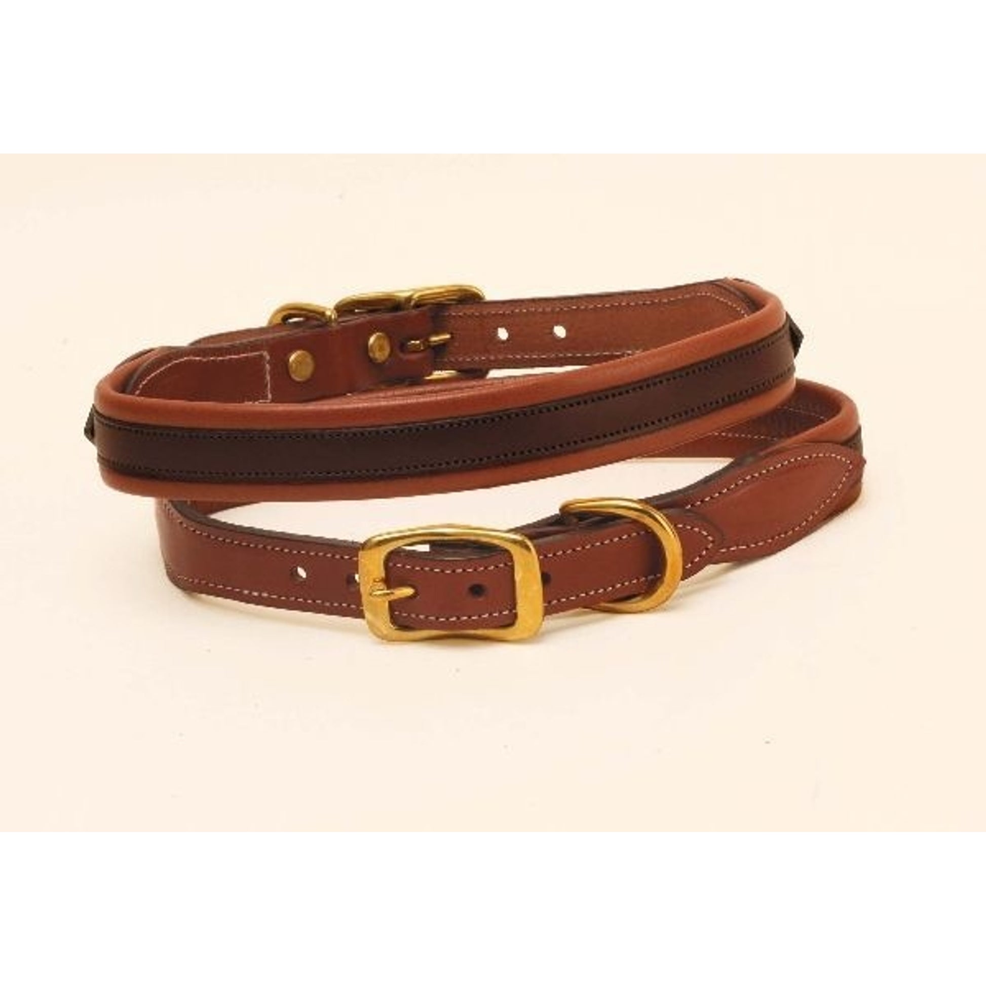 Milled Rolled Back Center Strip Dog Collar 14in Br