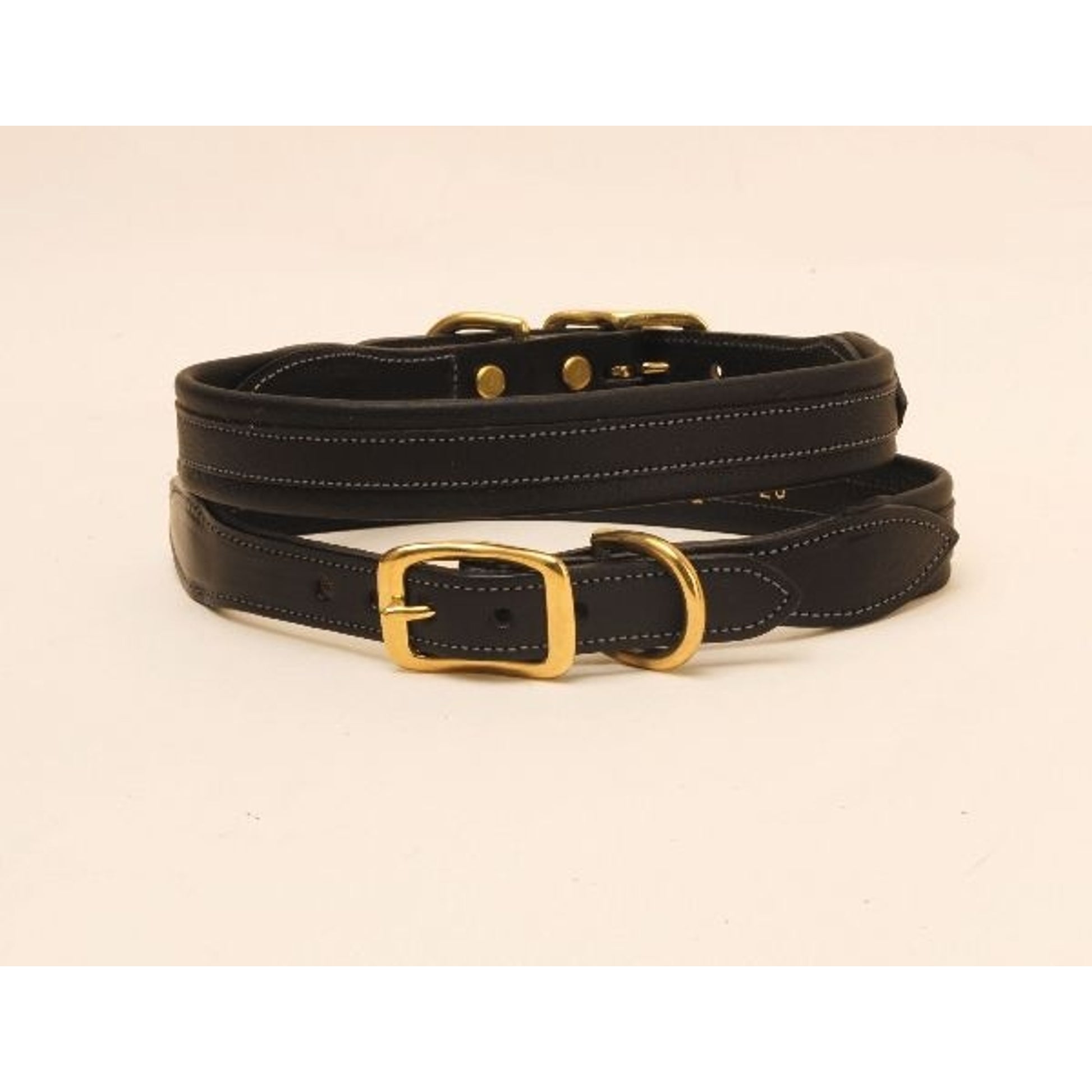 Milled Rolled Back Center Strip Dog Collar 14in Br