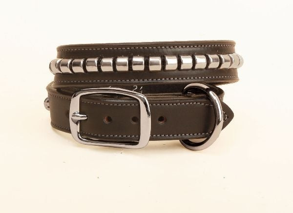 Tory Leather Leather Clinchers Dog Collar 16In Blk