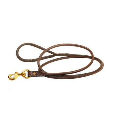 Tory Rolled Leather Dog Leash - 6 Ft 6 ft Blk/Gry