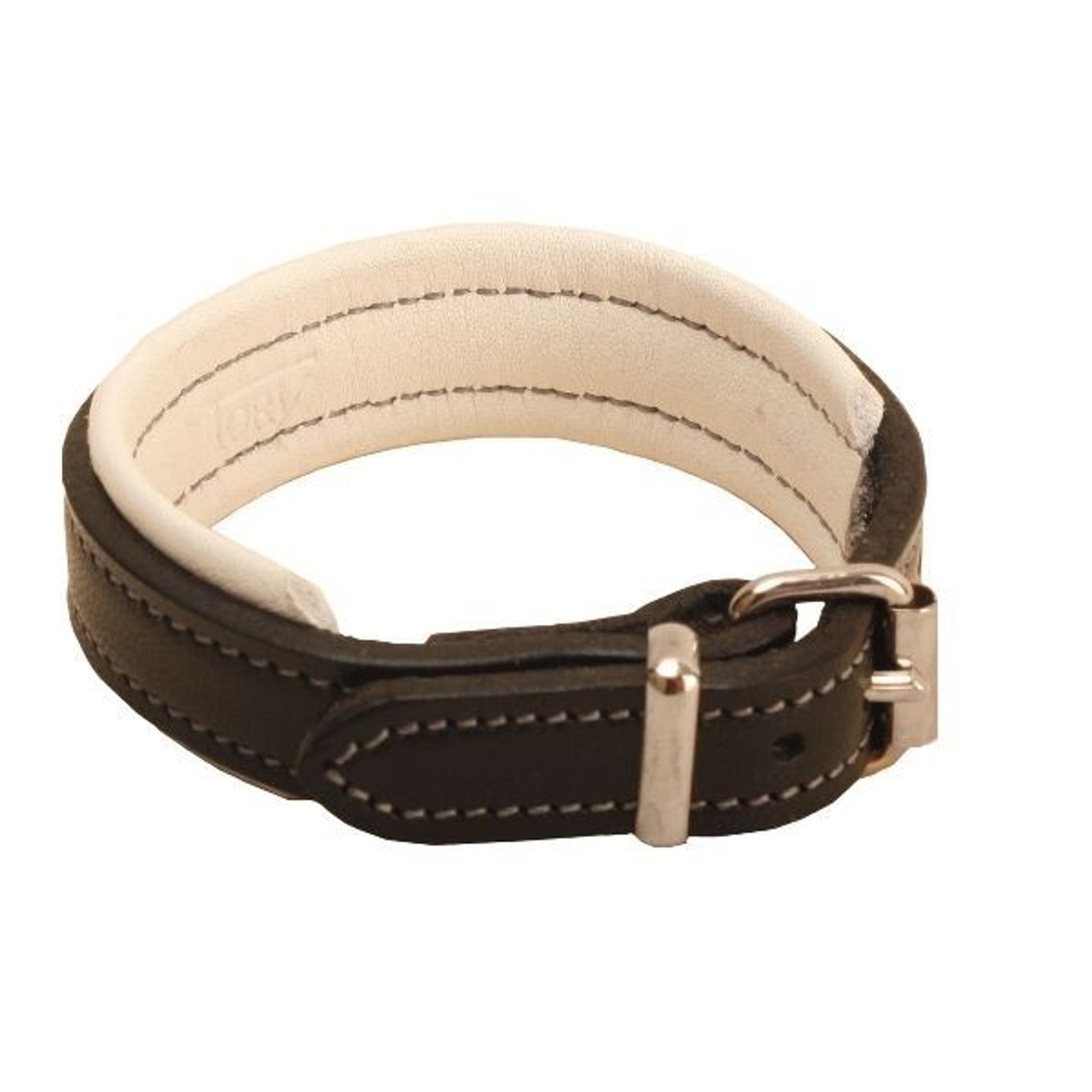 Padded Leather Bracelet With Nickel Buckle 9in Blk