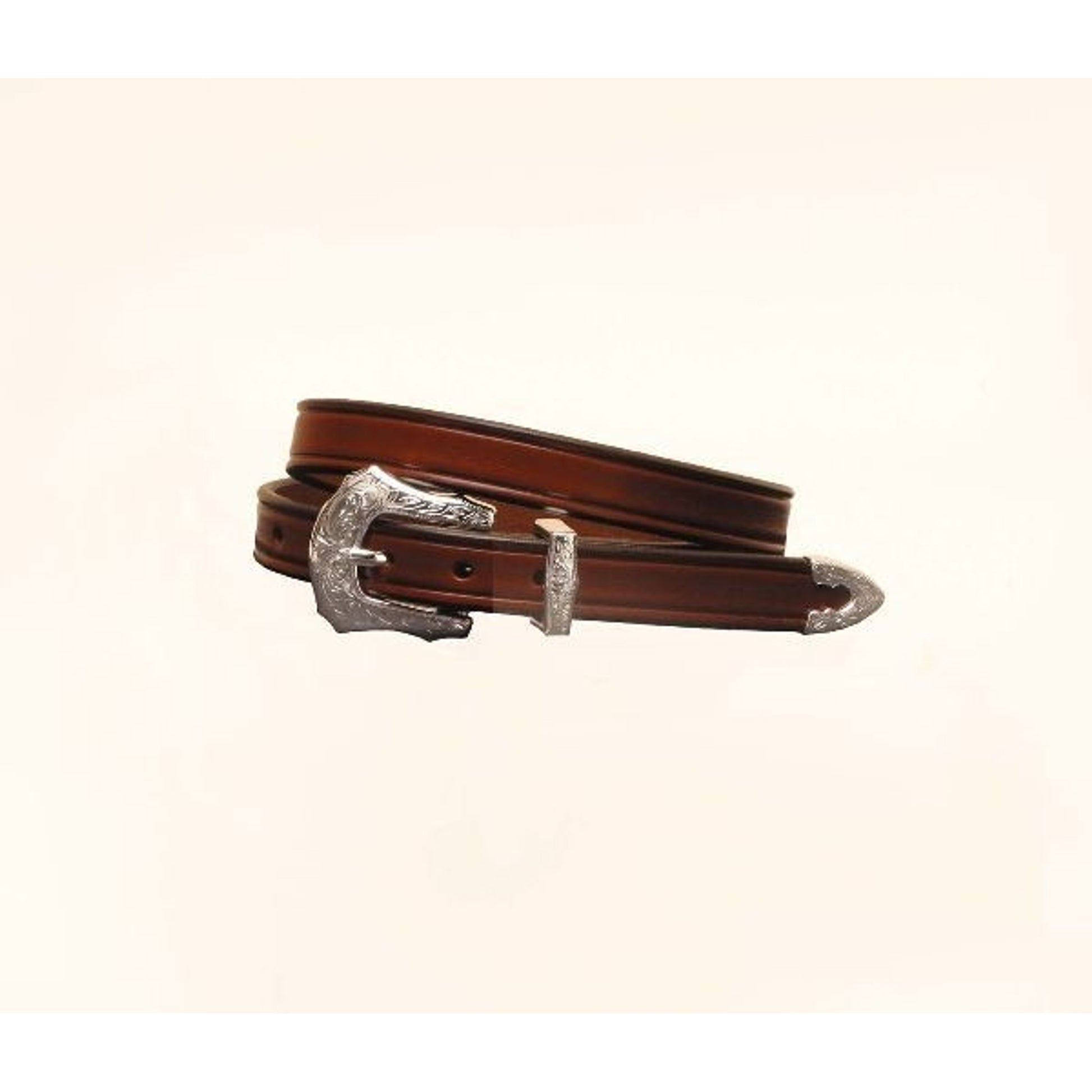 Plain Creased Belt/3Pc Silver Buckle Set 24 Brn