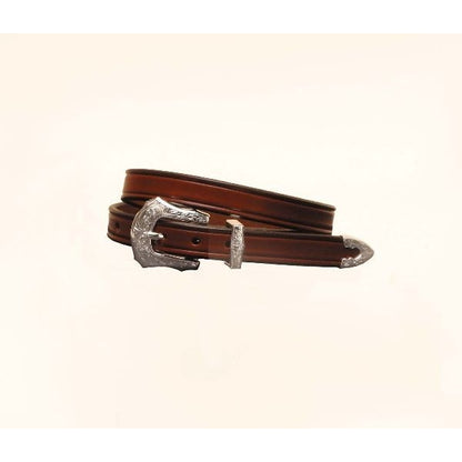 Plain Creased Belt/3Pc Silver Buckle Set 24 Brn