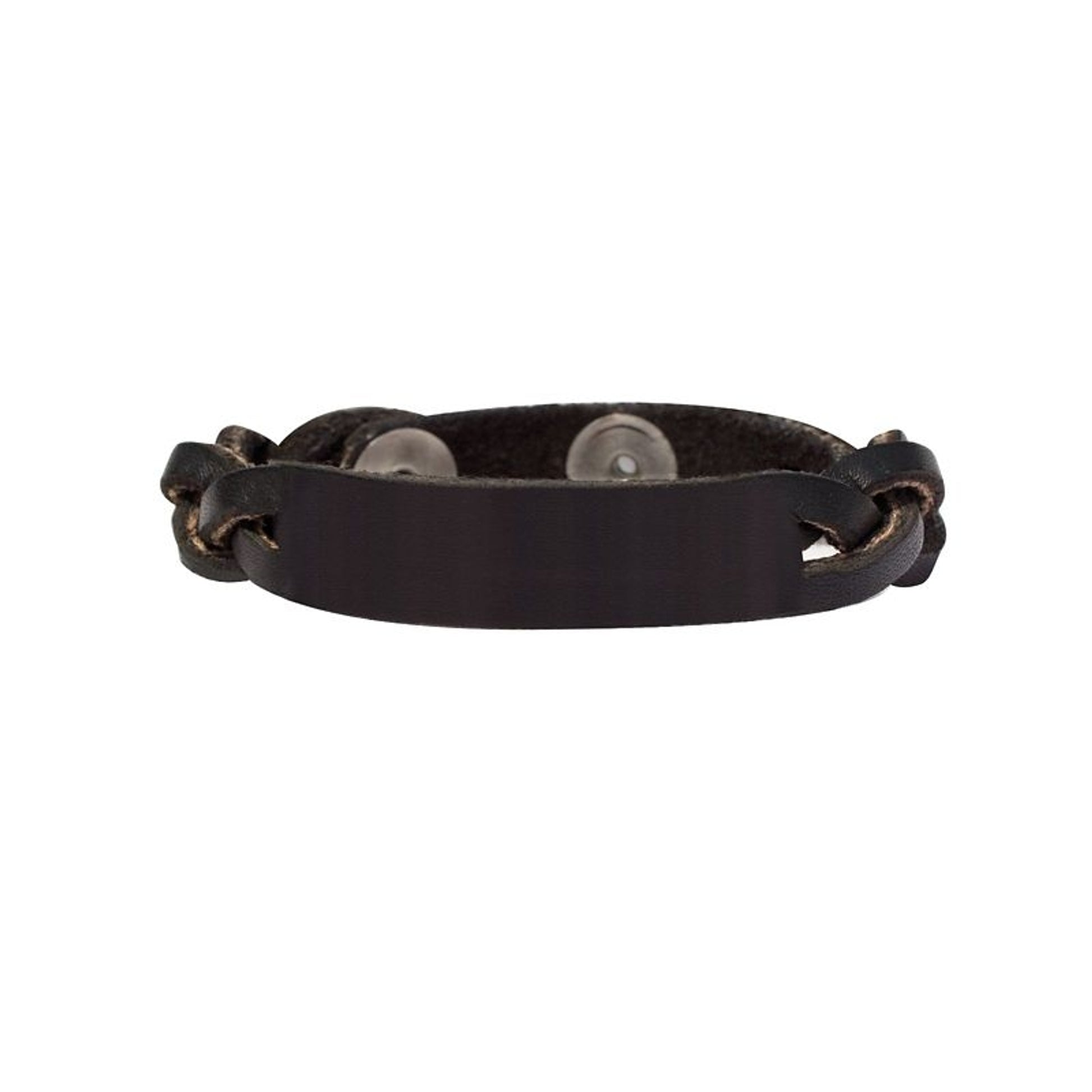 Perris Braided Leather BraceletBk/Wh
