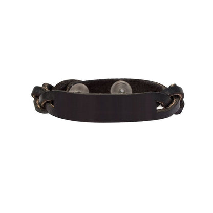 Perris Braided Leather BraceletBk/Wh