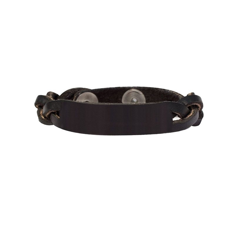 Perris Braided Leather BraceletBk/Wh