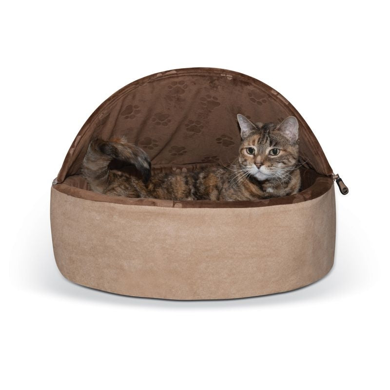 KH Mfg Self-Warming Choc Hooded Kitty Bed