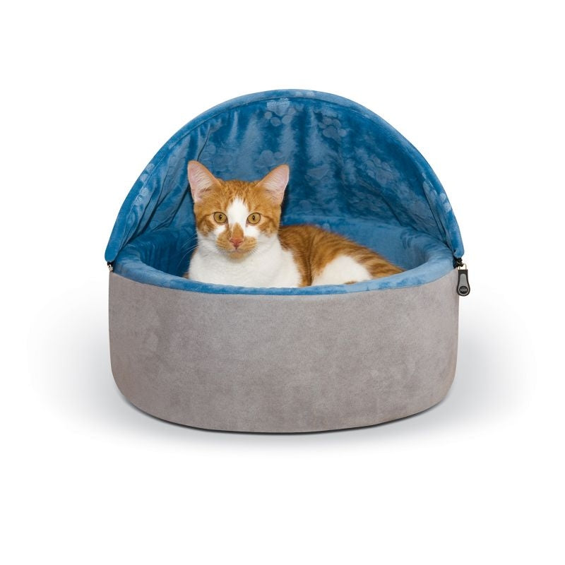 KH Mfg Self-Warming Blue Hooded Kitty Bed